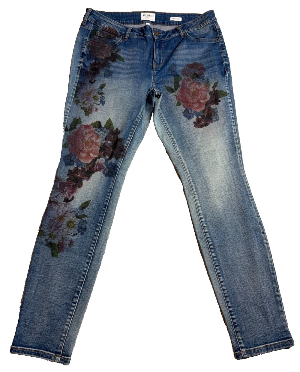 William Rast Perfect Skinny Jeans Womens 14 Floral Rose Print Justin Timberlake